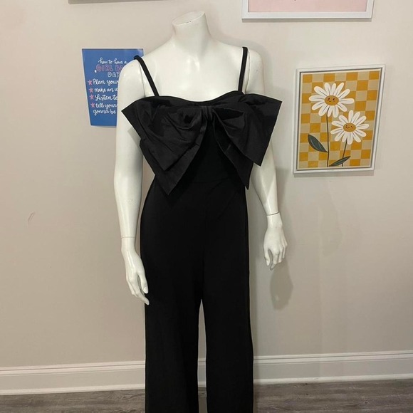 The Unbranded Brand Pants - Thirty Thirty L.A. Black Bow Front Wide Leg Party Jumpsuit size Medium